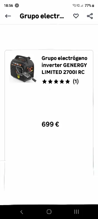 Grupo electrógeno Genergy 2700i 1700W