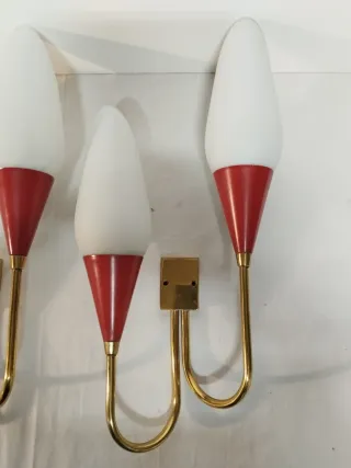 Coppia applique Stilnovo anni '70 oro/rosso
