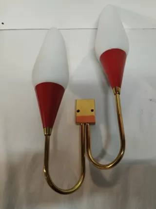 Coppia applique Stilnovo anni '70 oro/rosso