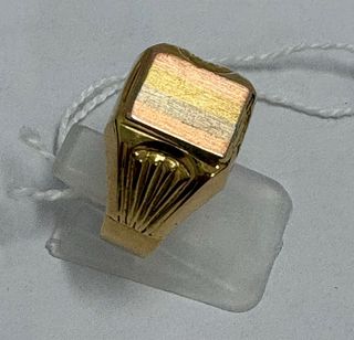 Anillo Sello Oro Tricolor