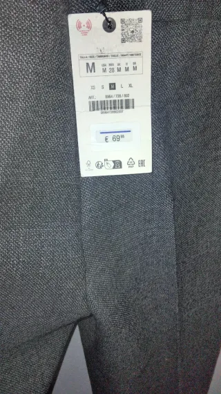 Pantalón Zara Gris Mujer