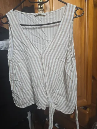Blusa Stradivarius Talla XS Rayas Beige/Blanco