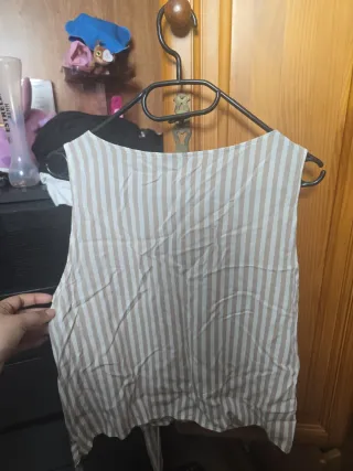Blusa Stradivarius Talla XS Rayas Beige/Blanco