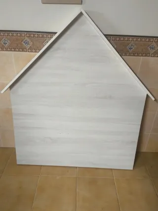 Cabezal de cama de madera gris