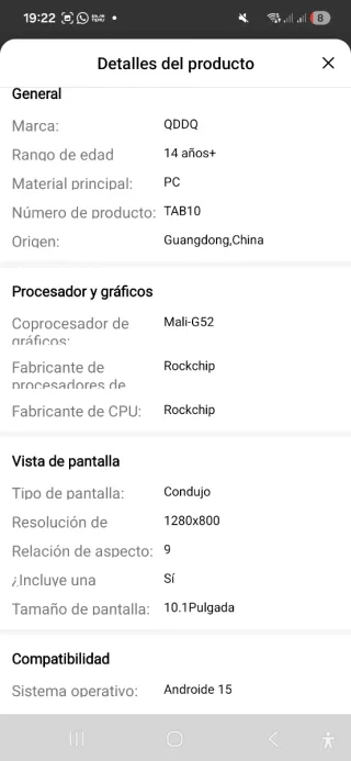 Tablet QDDQ Android 15