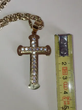Collana Croce Dorata Brillantinata Protezione