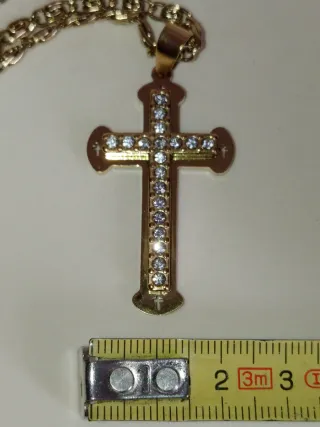 Collana Croce Dorata Brillantinata Protezione