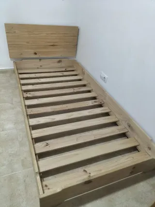 Cama y cabecero madera LUFE 90cm