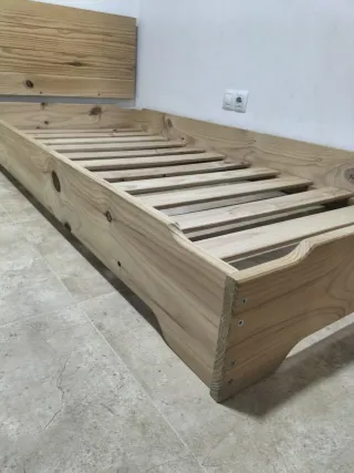 Cama y cabecero madera LUFE 90cm