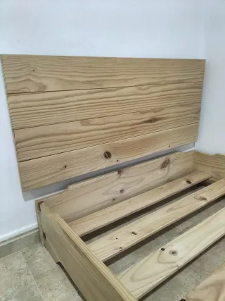 Cama y cabecero madera LUFE 90cm