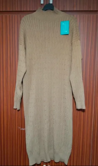 Vestido de punto marrón invierno