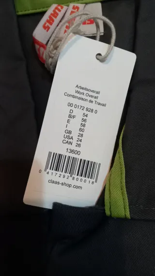 Mono Claas Talla XL Gris