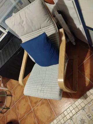 Sillón IKEA beige y azul