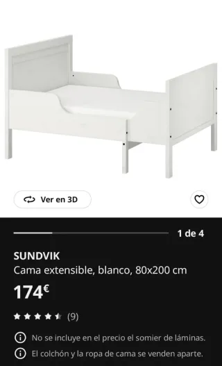 Cama IKEA SUNDVIK + somier  LURÖY + colchón ÖMSINT