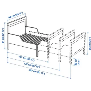 Cama IKEA SUNDVIK + somier  LURÖY + colchón ÖMSINT