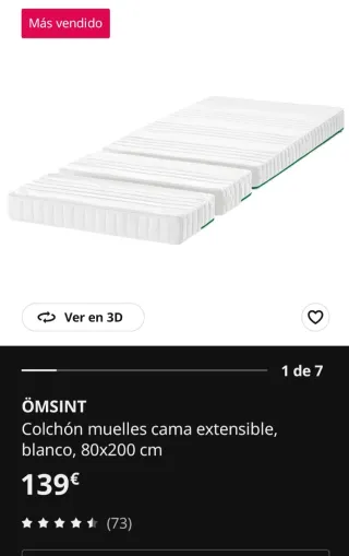 Cama IKEA SUNDVIK + somier  LURÖY + colchón ÖMSINT