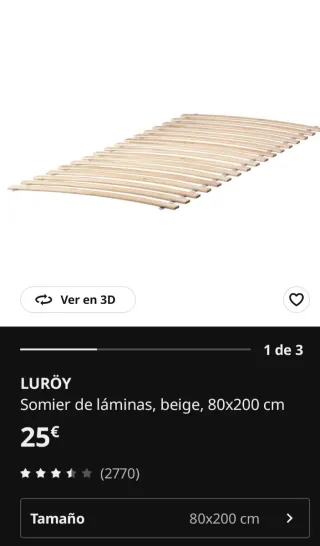 Cama IKEA SUNDVIK + somier  LURÖY + colchón ÖMSINT
