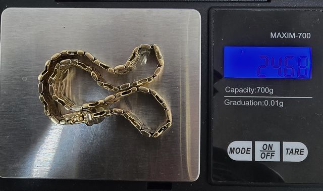 Pulsera de oro combinado 18k, 24.68 g, 22 cm.
