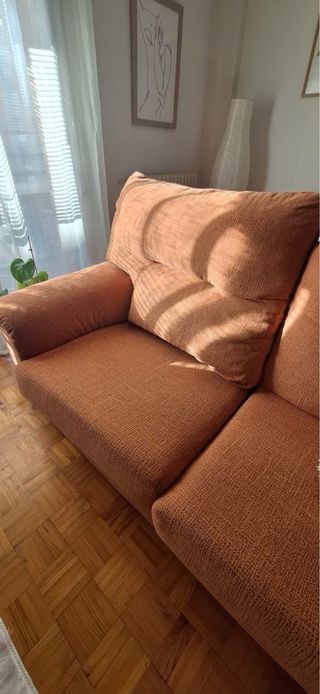 Sofá 2 plazas tela naranja