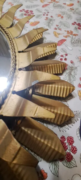 Espejo Sol Dorado Metal Cristal. De forja