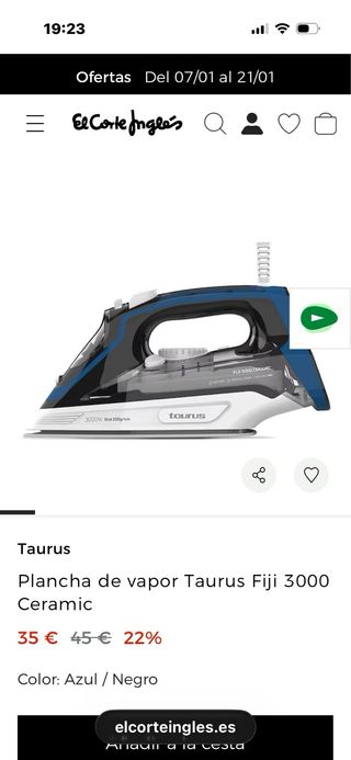 Plancha Taurus Fiji 3000 Nueva