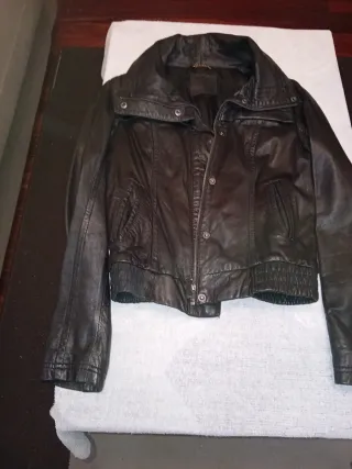 Chaqueta Cuero Zara Negra Mujer