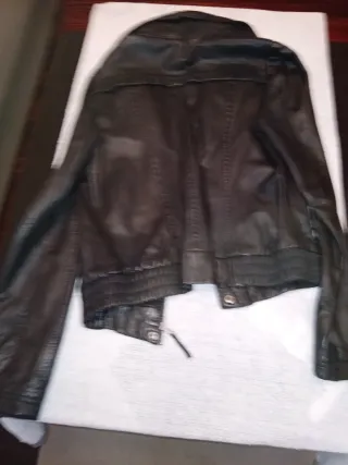 Chaqueta Cuero Zara Negra Mujer