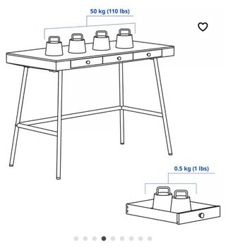 Mesa escritorio bambú Ikea con 3 cajones.