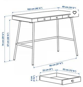 Mesa escritorio bambú Ikea con 3 cajones.