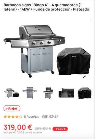 Barbacoa Gas 4 Quemadores + Lateral