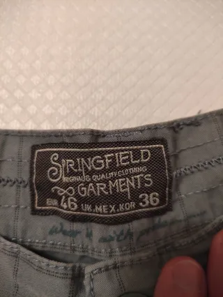 Pantalones cortos azul / gris a cuadros talla 46