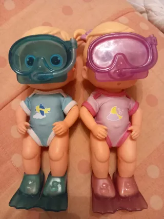 2 bambole pupazzi Bloopies Divers max maschio femm