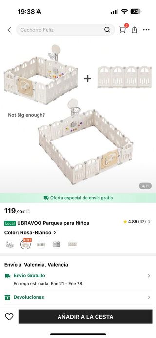 Parque infantil UBRAVOO Rosa-Blanco bebe