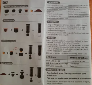Cafetera portátil 3 en 1 con cápsulas y soporte