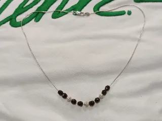 Gargantilla plata bolitas marrones