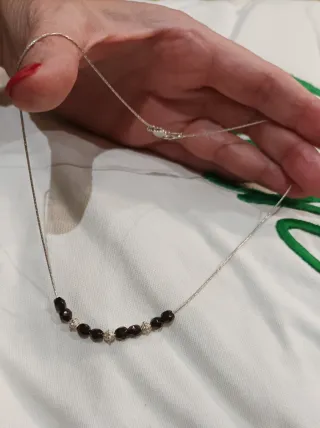 Gargantilla plata bolitas marrones