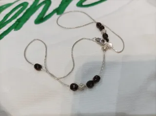 Gargantilla plata bolitas marrones