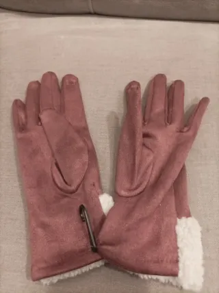 Guantes DONNA ALESSIA gamuza camel y puño blanco