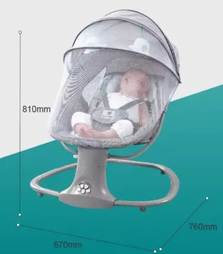 Silla Mecedora Bebé Gris con Móbile