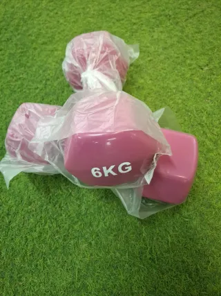 Coppia di manubri da 6 kg in vinile rosa