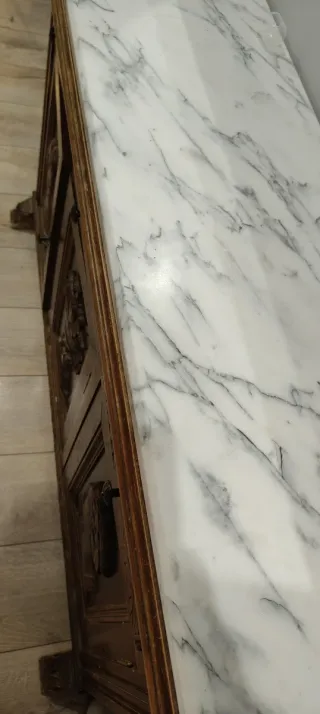 Mueble auxiliar antiguo madera y mármol