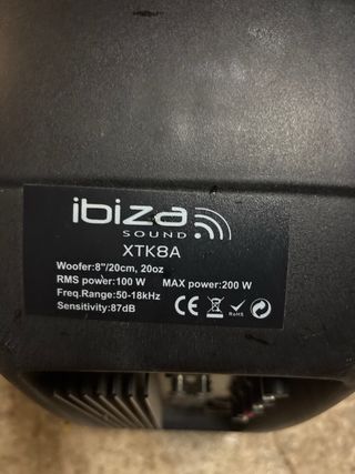 Altavoces Ibiza Sound XTK8A (Negro)