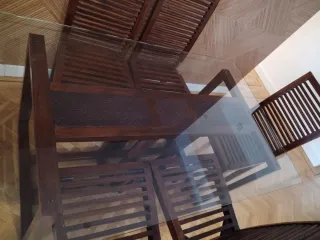 Mesa cristal y 6 sillas Banak