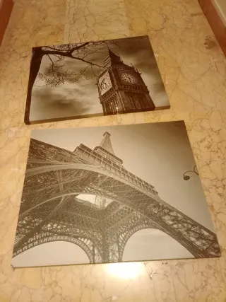 Cuadros Decorativos Big Ben y Torre Eiffel