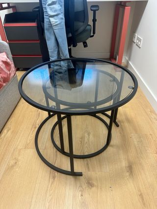 Mesa de centro redonda cristal y metal