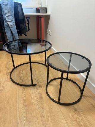 Mesa de centro redonda cristal y metal