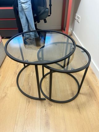 Mesa de centro redonda cristal y metal