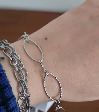 Bracciale Acciaio Diamantato Argento