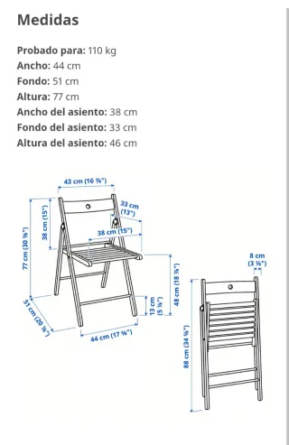 Sillas plegables de madera blancas