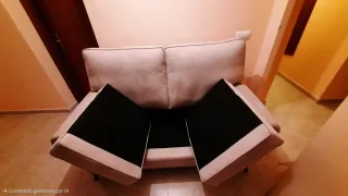 Sofá 2 plazas piel beige-antimanchas